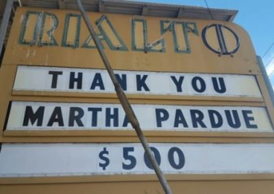 Marquee:Thank You Martha Pardue $500