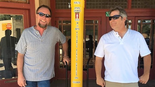Tom Osowicki and Todd Williams-Florence HIgh School Class of 1986 came home to donate to their Historic Rialto Theater!