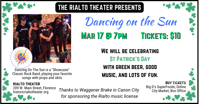 Dancing on the Sun at the Rialto on March 17th