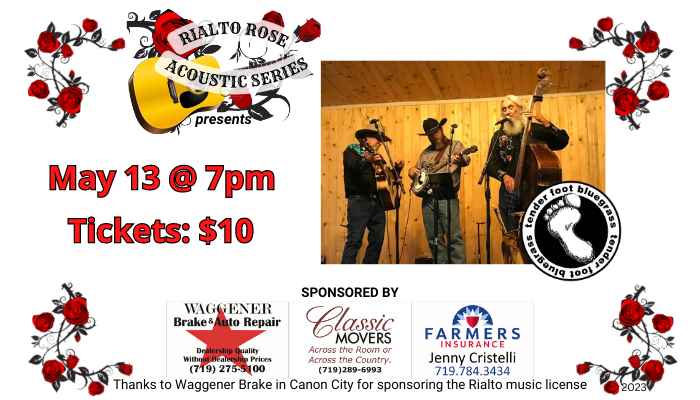 Rialto Rose Acoustic Series featuring Tenderfoot Bluegrass - May 13, 2023 @ 7pm