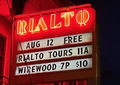 Marquee: Aug 12- Free Rialto Tours 11a, Wirewood 7p $10