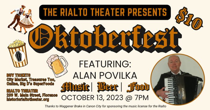 Oktoberfest featuring Alan Povilka, Oct 13, 2023 at the Rialto Theater
