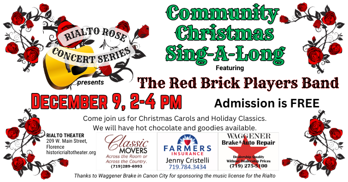 Rialto Rose Concert Series - Community Sing-a-Long - Featuring the Red Brick Players Band - Dec 9, 2023